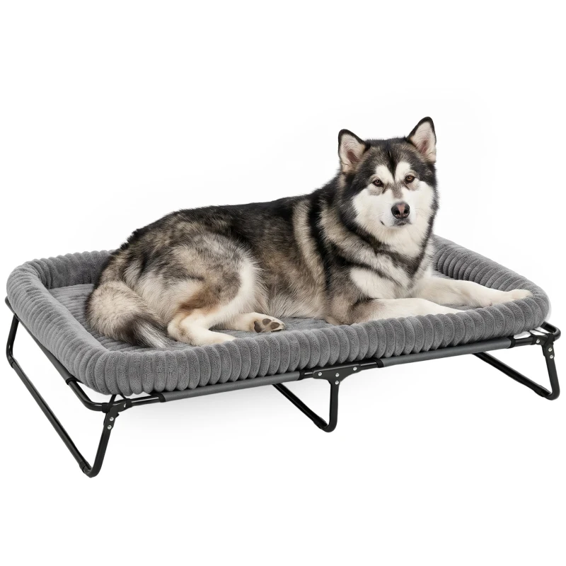 PawHut Elevated Dog Bed, Large Raised Outdoor Dog Bed with Removable Pad and Metal Frame, Portable Pet Cot for XL Breeds