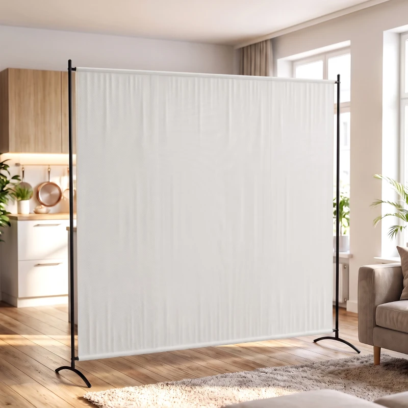 Outsunny Outdoor Privacy Screen, 5.9FT Tall Room Divider with UPF30+ Protection, Freestanding Privacy Panel, Beige
