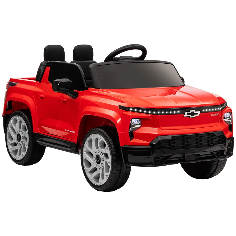 Qaba 12V Chevrolet Silverado EV RST Licensed Kids Electric Car with Parent Remote Control, Spring Suspension, Red
