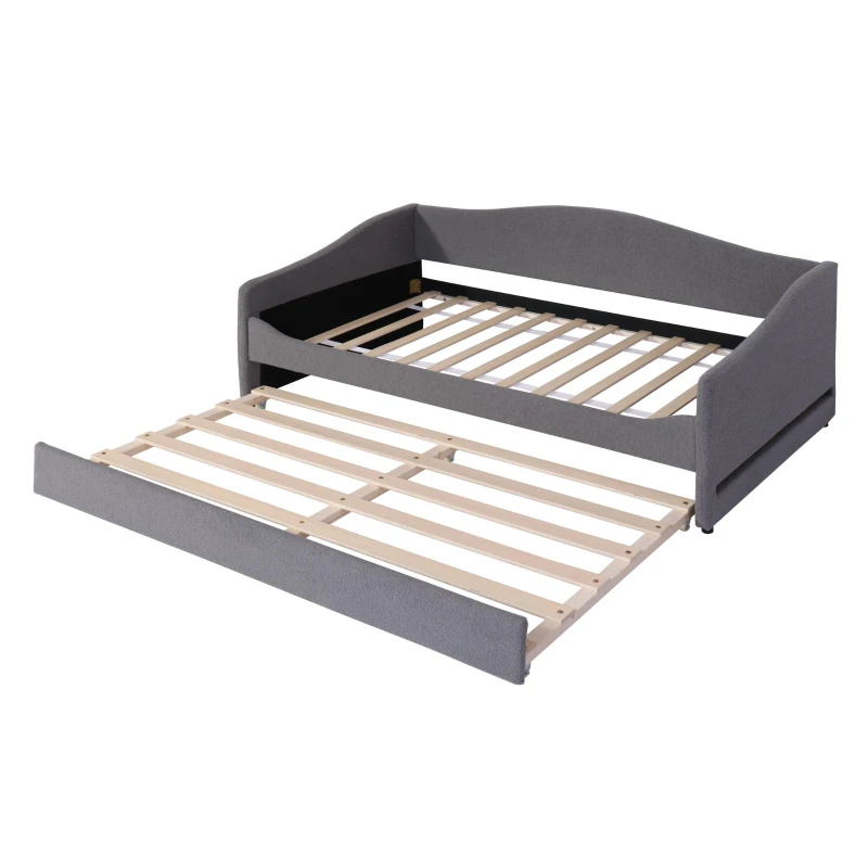 Space-Saving Upholstered Daybed with Twin Size Thurdle, Ideal Sofa Bed for Small Apartments, 79.5" L x 44" W x 33" H, Gray