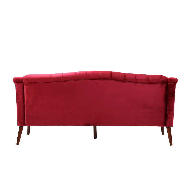 Stylish 3-Seater Sofa with Plush Accents and Smooth Upholstery, Contemporary Couch for Living Rooms, 73" L x 33" W x 32.5" H, Wine Red