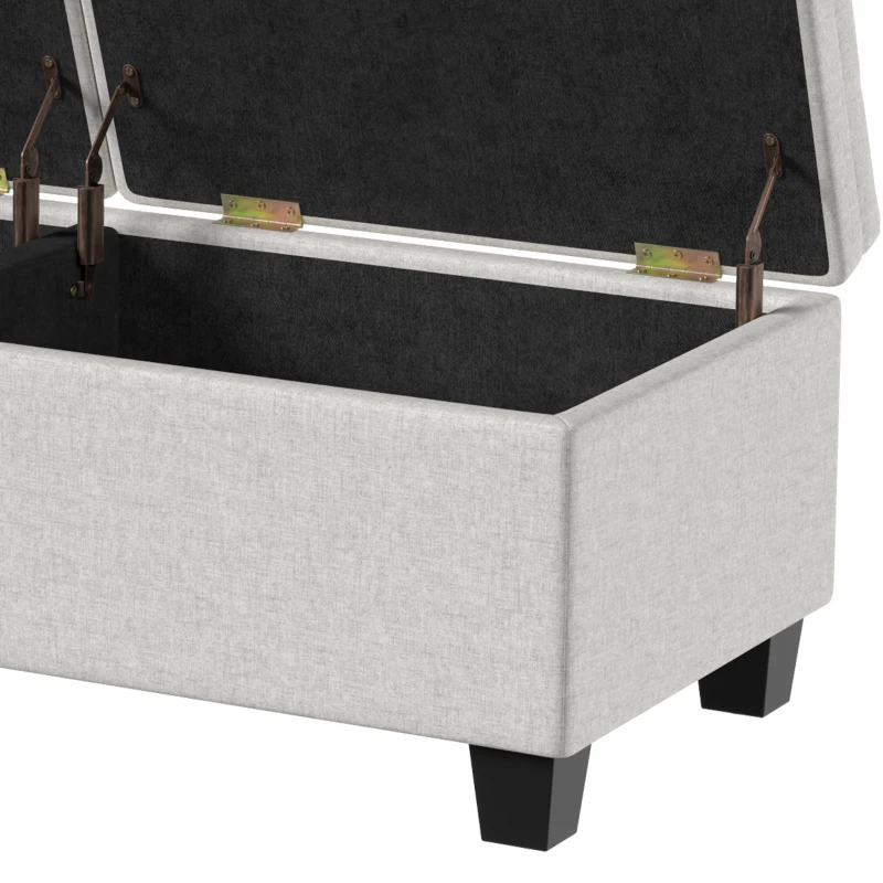 HOMCOM 51.2" Storage Ottoman Bench, End of Bed Bench with 2 Compartments, Dual Lift Lids, Cream White
