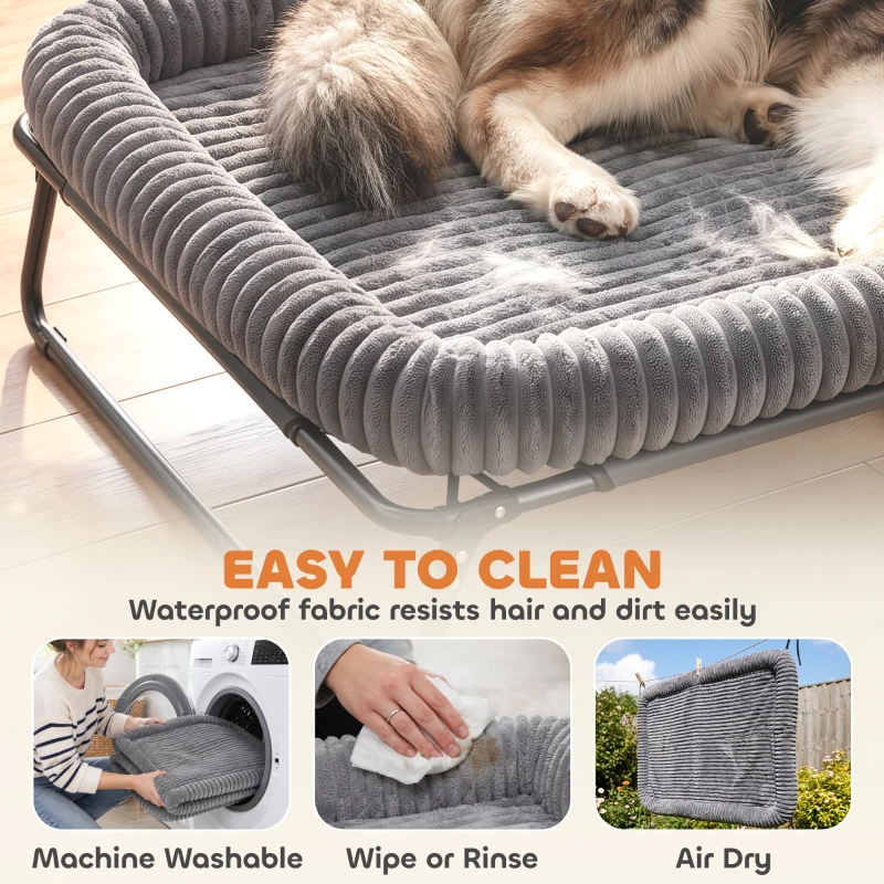 PawHut Elevated Dog Bed, Large Raised Outdoor Dog Bed with Removable Pad and Metal Frame, Portable Pet Cot for XL Breeds