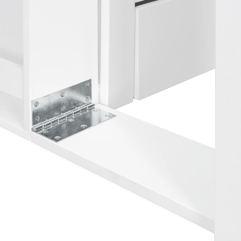 Modern Daybed with Removable Desk and Bottom Drawer, Multi-Functional Sofa Bed for Compact Apartments, 82" L x 71.5" W x 25.5" H, White
