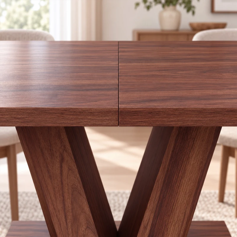 HOMCOM Modern Kitchen Table, Rectangular Dining Table for 4 People with Thick Top, Walnut
