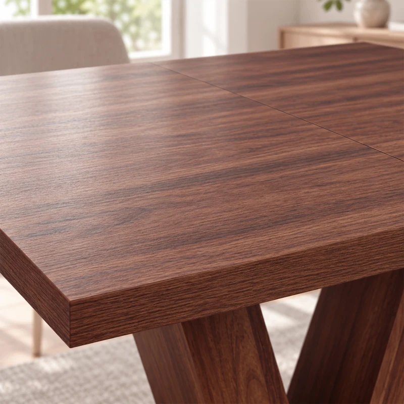 HOMCOM Modern Kitchen Table, Rectangular Dining Table for 4 People with Thick Top, Walnut