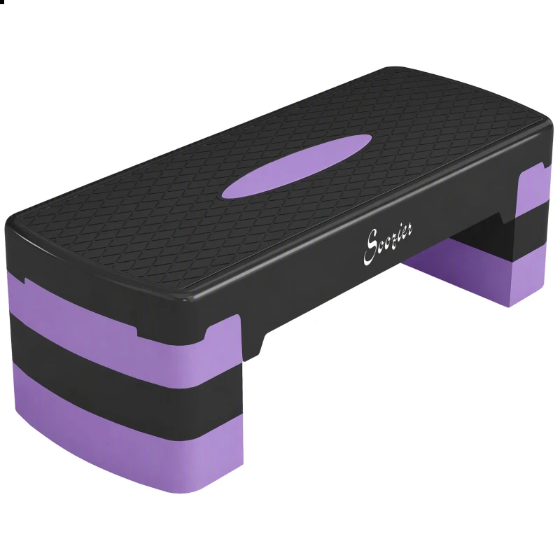 Soozier Aerobic Exercise Step Platform, 4"/6"/8" Adjustable Aerobic Stepper with Risers, Workout Stepper for Home Gym, Purple