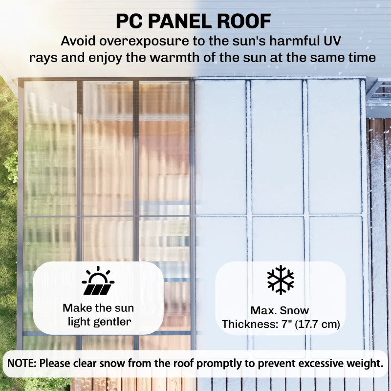 Outsunny 10' x 12' Outdoor Hardtop Pergola Gazebo with Polycarbonate Roof Adjustable Height, Aluminum Frame, UV Protection, Grey