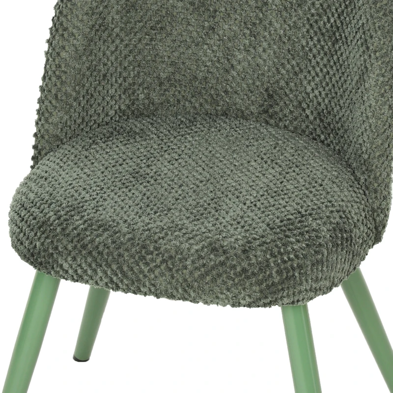 HOMCOM Dining Chairs Velvet Fabric Upholstered Kitchen Chairs Metal Legs Set of 2, Dining Room, Home, Dark Green
