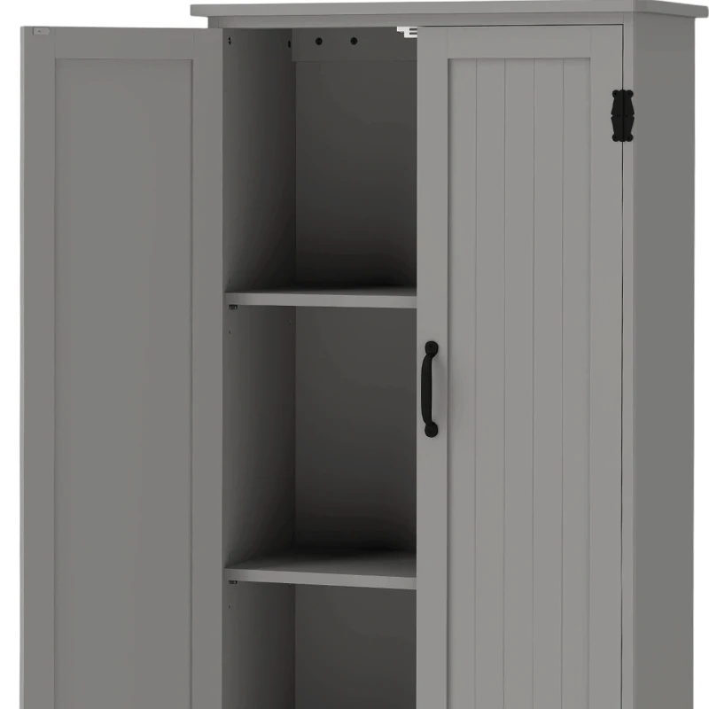 HOMCOM 60" 4-Door Storage Cabinet Multi-Storey Large Space Pantry with Adjustable Shelves Grey