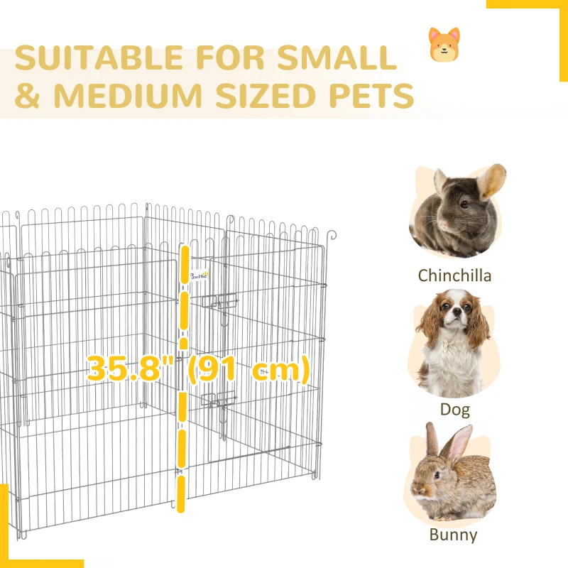 PawHut 36inch 8-Panel Dog Playpen Octagon Pet Exercise Playpen Crate Foldable Dog Cage Pen Puppy Kennel, Black