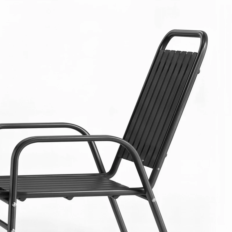 Outsunny Stackable Outdoor Dining Chairs Set of 2, for Patio, Balcony, Deck, Garden, Black