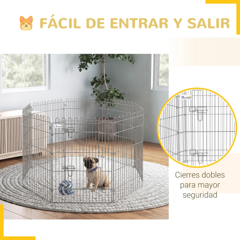 PawHut 36inch 8-Panel Dog Playpen Octagon Pet Exercise Playpen Crate Foldable Dog Cage Pen Puppy Kennel, Black