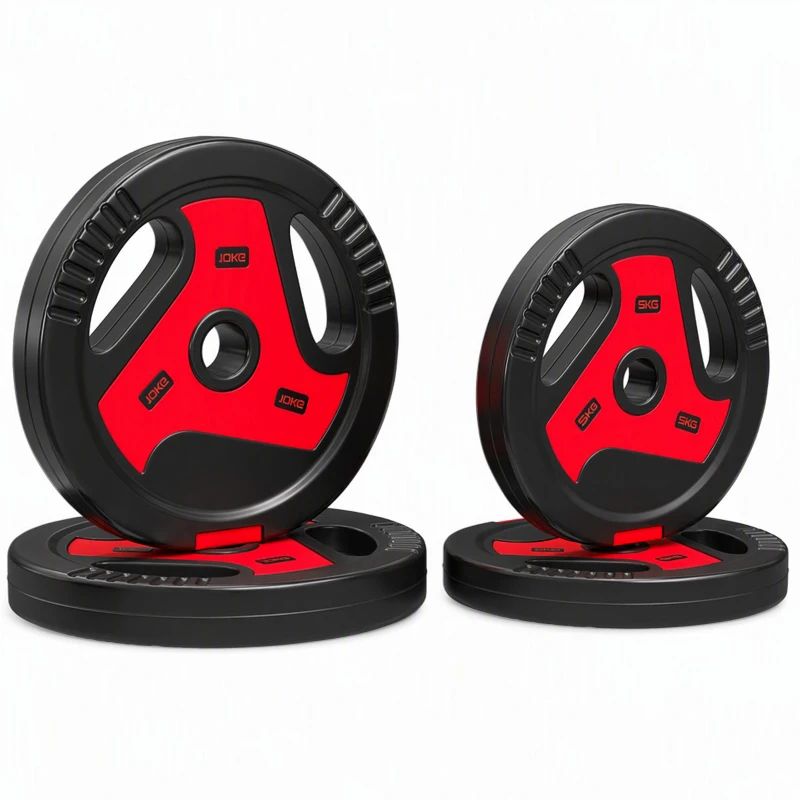 Soozier 66 lbs Weight Plates Set, 4-Piece Sand-Filled Plates with Handles, 1" Hole, Black and Red