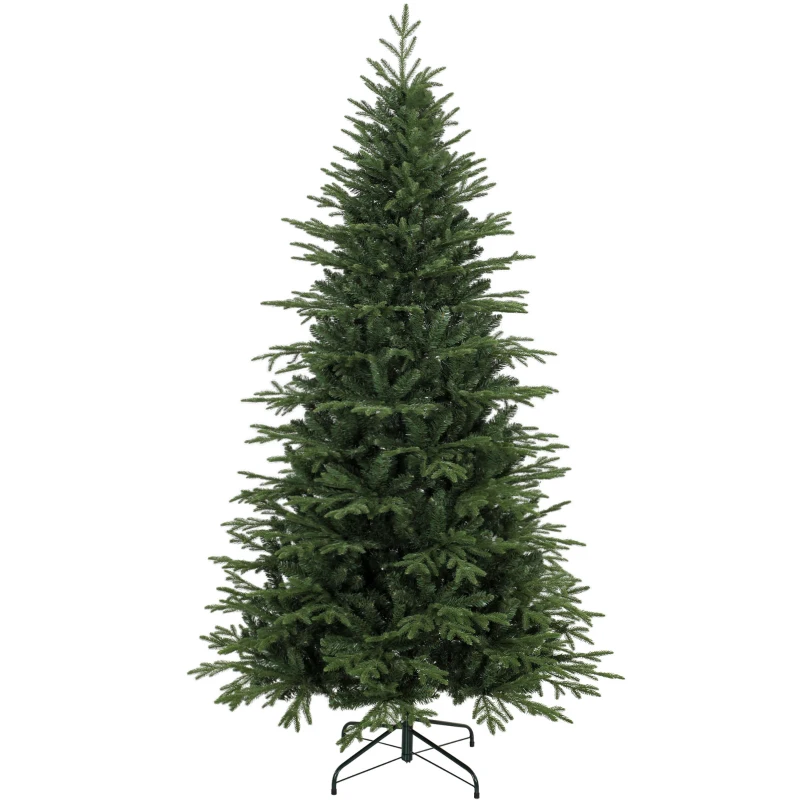 HOMCOM 7ft Artificial Christmas Tree Full Hinged Xmas Tree Metal Base, Green