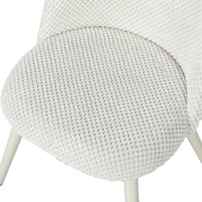 HOMCOM Dining Chairs Velvet Fabric Upholstered Kitchen Chairs Metal Legs Set of 2, Dining Room, Home, White
