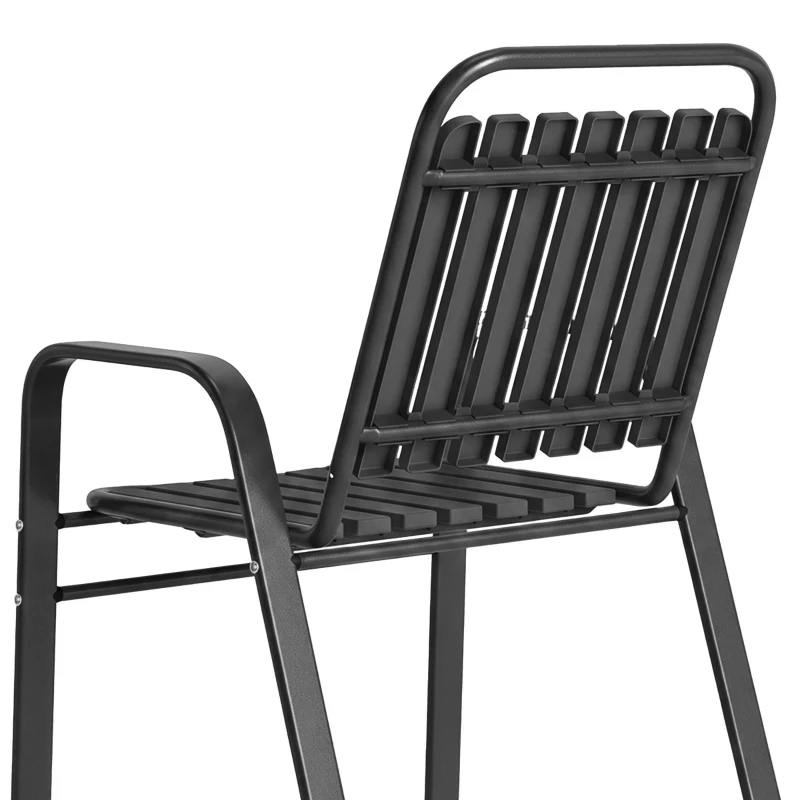 Outsunny Stackable Outdoor Dining Chairs Set of 2, for Patio, Balcony, Deck, Garden, Black