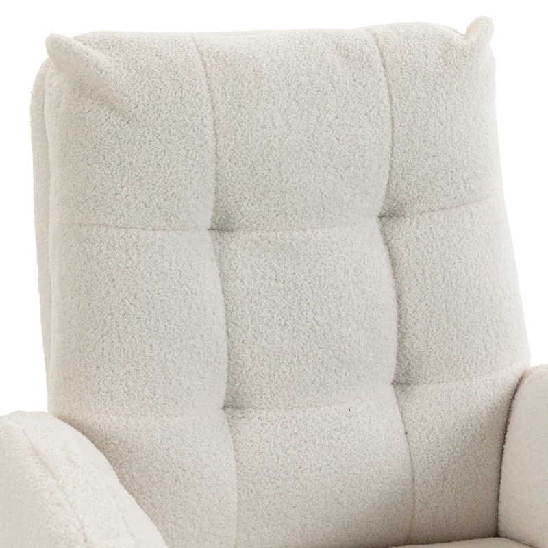 HOMCOM Office Chair, Teddy Fleece Executive Computer Desk Chair with Foldable Armrests, Wide Seat, Lumbar Support, Cream White