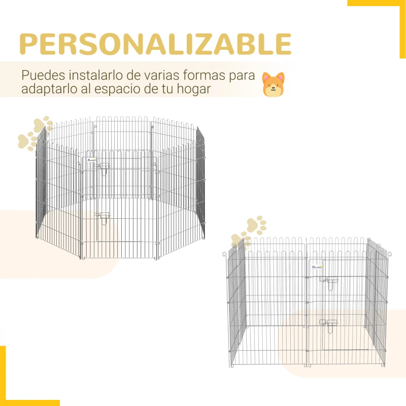 PawHut 36inch 8-Panel Dog Playpen Octagon Pet Exercise Playpen Crate Foldable Dog Cage Pen Puppy Kennel, Black