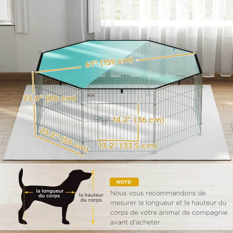 PawHut Foldable Pet Playpen with Top Cover, Portable Heavy Duty Dog Pen for Dogs, Cats, Chickens, Rabbits