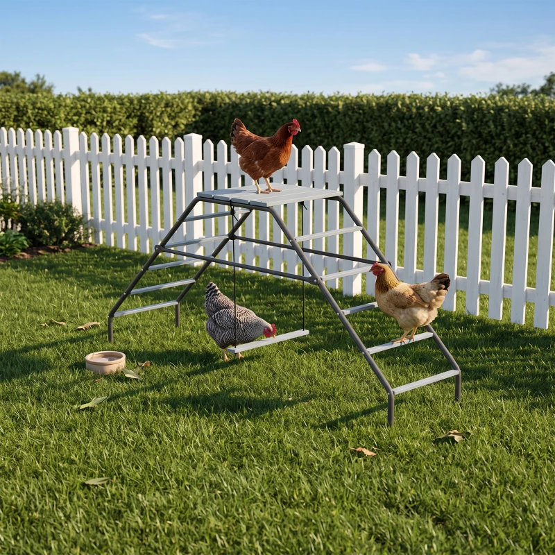 PawHut Chicken Coop Perches with Adjustable Swing, 10 Roosting Bars, for Backyard, Farm