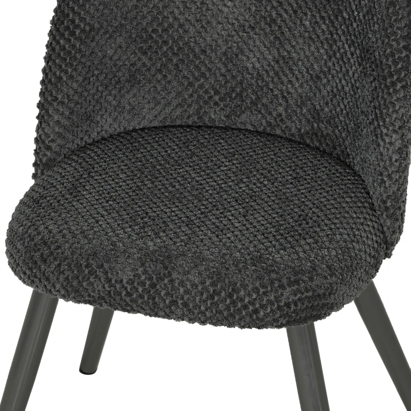 HOMCOM Dining Chairs Velvet Fabric Upholstered Kitchen Chairs Metal Legs Set of 2, Dining Room, Home, Dark Grey