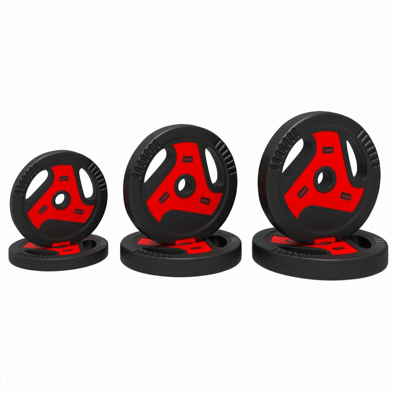 Soozier 88 lbs Weight Plates Set, 6-Piece Sand-Filled Standard Plates with Handles and 1" Centre Hole, Black and Red