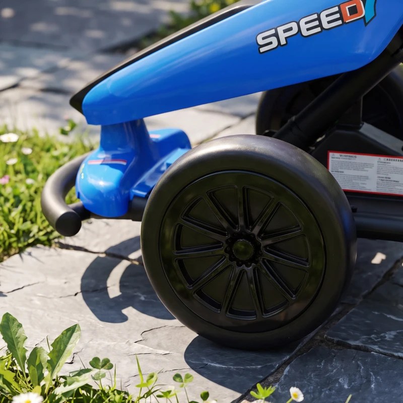 Qaba 24V Electric Drift Go Kart for Kids with Dual Motors, Soft Start, PU Wheels, 7.5MPH High Speed, for Ages 6-14, Blue