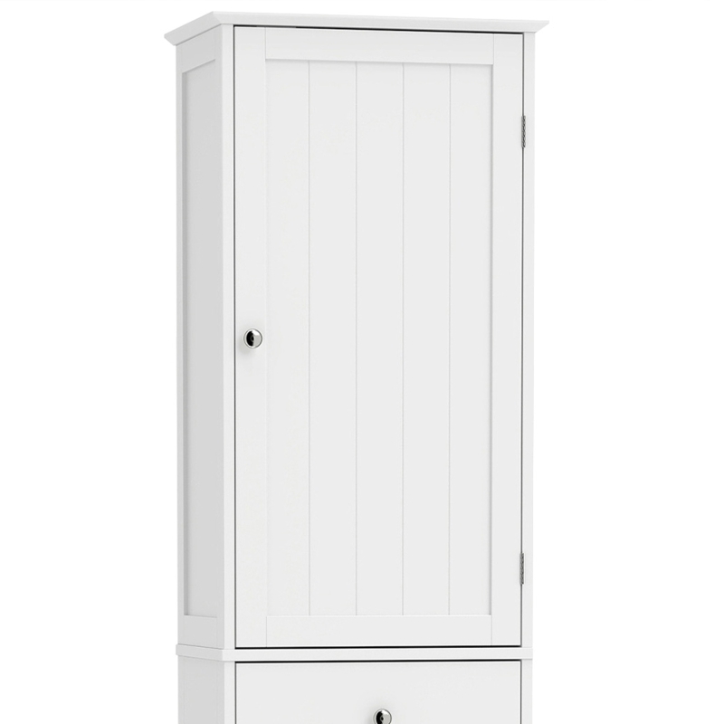 HOMCOM 71" Tall Bathroom Storage Cabinet, Freestanding Narrow Bathroom Cabinet with Tilt-out Laundry Basket, White
