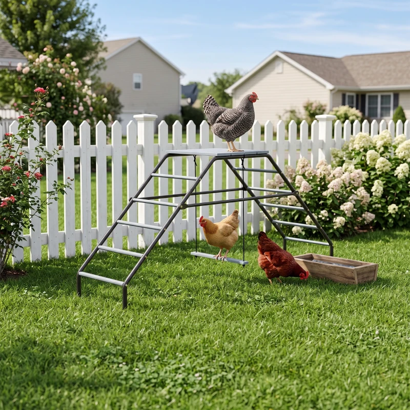 PawHut Chicken Coop Perches with Adjustable Swing, 10 Roosting Bars, for Backyard, Farm