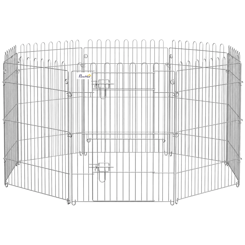 PawHut 36inch 8-Panel Dog Playpen Octagon Pet Exercise Playpen Crate Foldable Dog Cage Pen Puppy Kennel, Black
