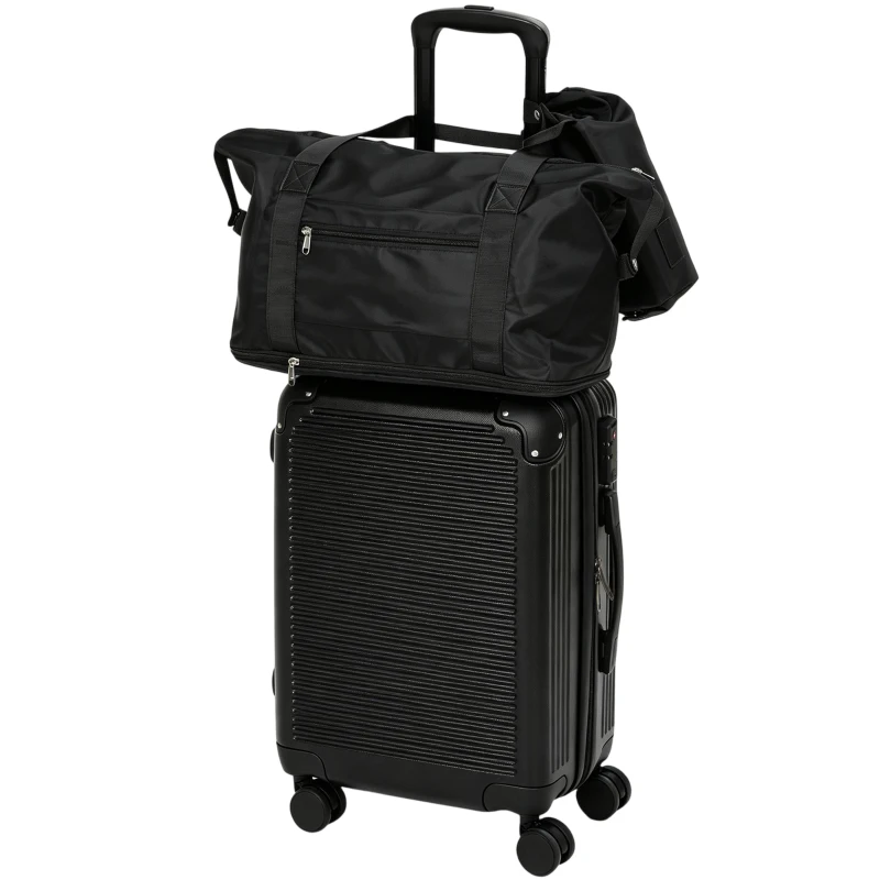 HOMCOM 3-Piece Luggage Set, Expandable Carry On Suitcase Set with Travel Duffel Bag, Toiletry Bag, TSA Lock, Hard Shell, Black