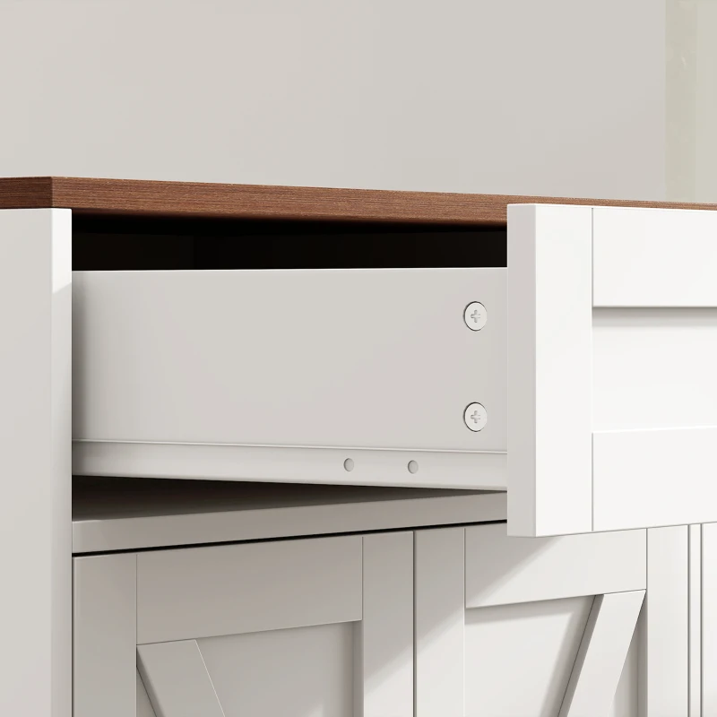 HOMCOM 71" Large Sideboard Buffet Cabinet, Farmhouse Coffee Bar Cabinet with 2 Drawers and 6 Barn Doors, White