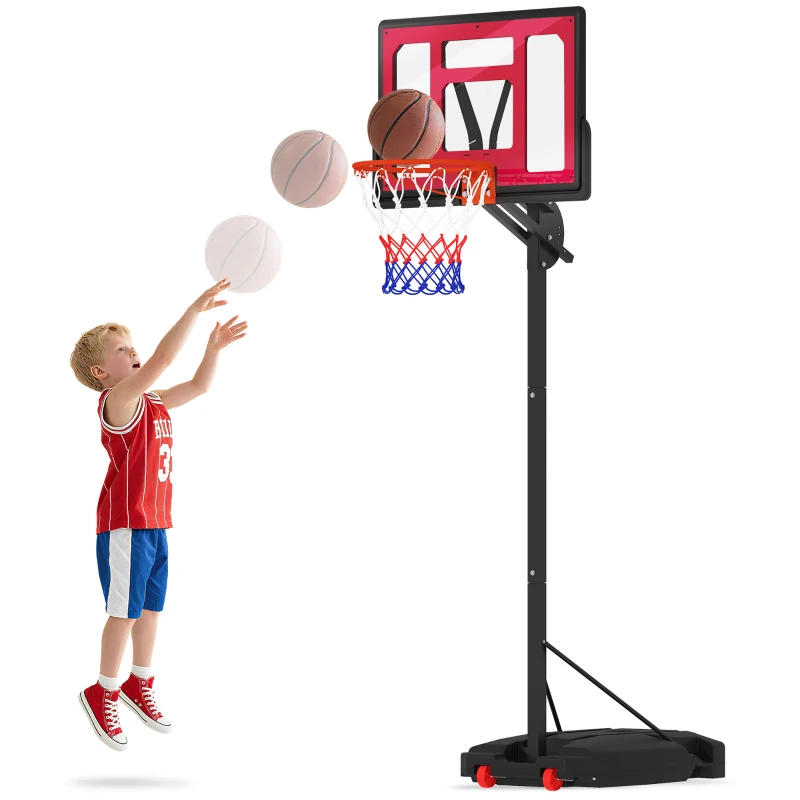 Qaba Kids Basketball Hoop, 6.6-8.5ft Adjustable Height Basketball Net with Weight Bag, for Indoor Outdoor, for 6+ Years