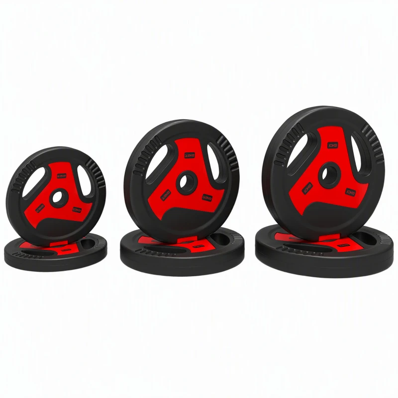 Soozier 88 lbs Weight Plates Set, 6-Piece Sand-Filled Standard Plates with Handles and 1" Centre Hole, Black and Red