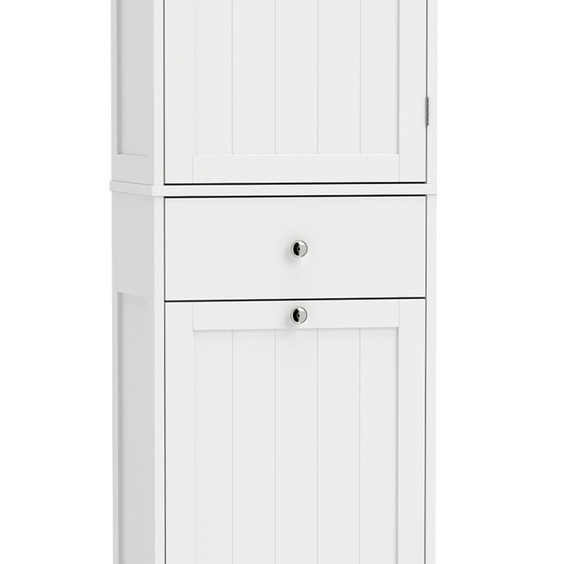 HOMCOM 71" Tall Bathroom Storage Cabinet, Freestanding Narrow Bathroom Cabinet with Tilt-out Laundry Basket, White