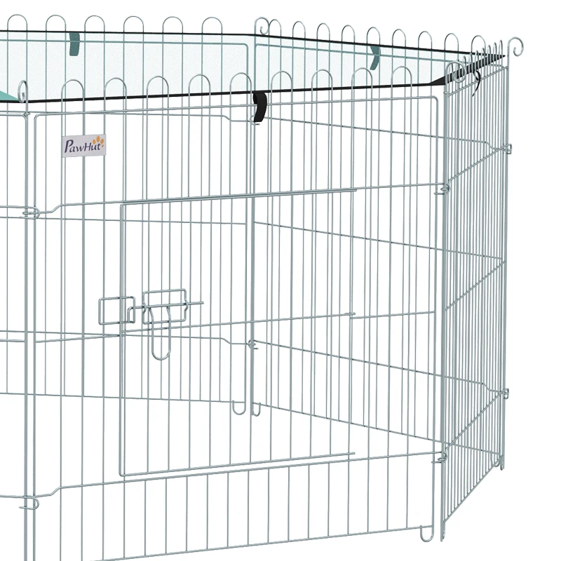 PawHut Foldable Pet Playpen with Top Cover, Portable Heavy Duty Dog Pen for Dogs, Cats, Chickens, Rabbits
