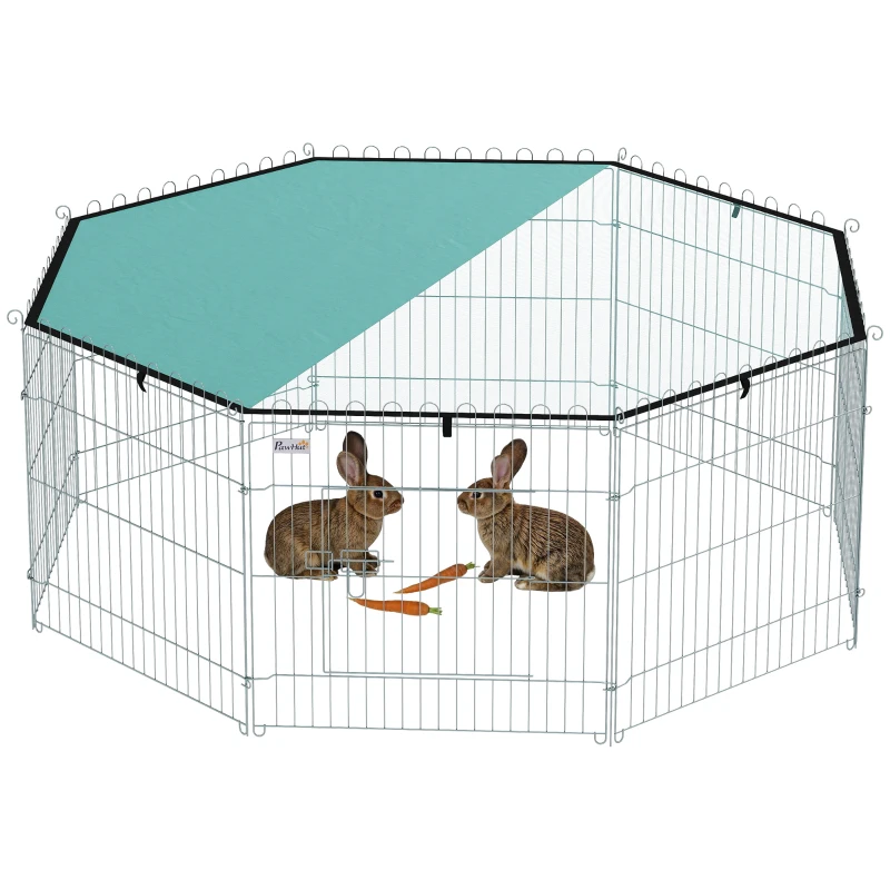 PawHut Foldable Pet Playpen with Top Cover, Portable Heavy Duty Dog Pen for Dogs, Cats, Chickens, Rabbits