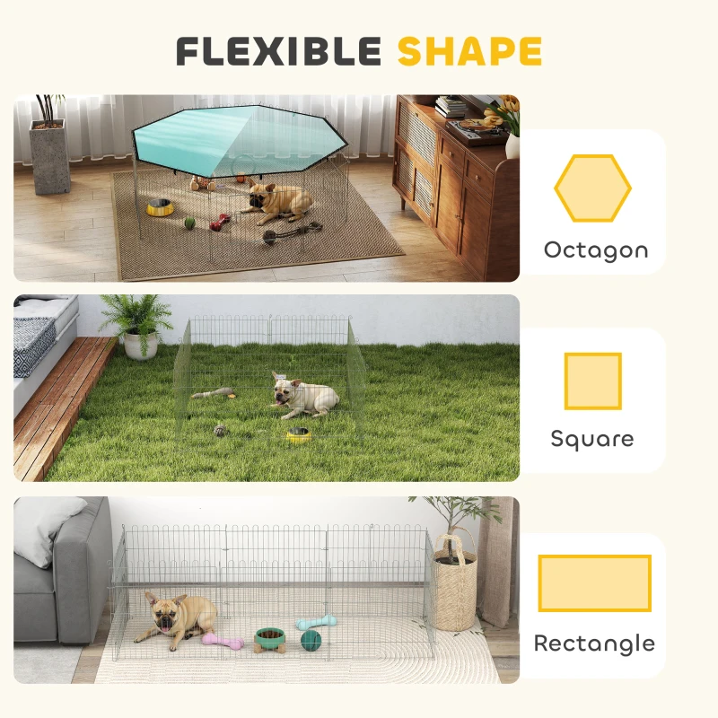 PawHut Foldable Pet Playpen with Top Cover, Portable Heavy Duty Dog Pen for Dogs, Cats, Chickens, Rabbits