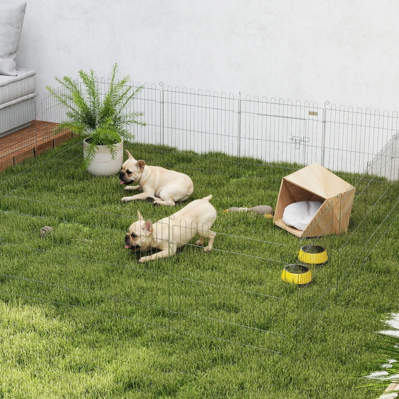 PawHut Foldable Pet Playpen with Top Cover, Portable Heavy Duty Dog Pen for Dogs, Cats, Chickens, Rabbits