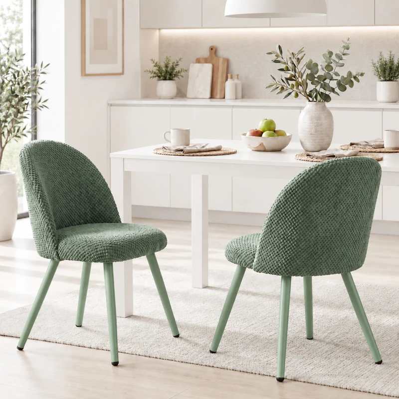 HOMCOM Dining Chairs Velvet Fabric Upholstered Kitchen Chairs Metal Legs Set of 2, Dining Room, Home, Dark Green