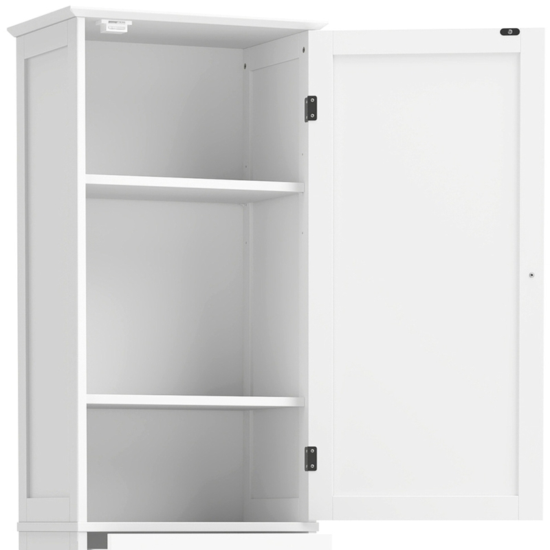 HOMCOM 71" Tall Bathroom Storage Cabinet, Freestanding Narrow Bathroom Cabinet with Tilt-out Laundry Basket, White
