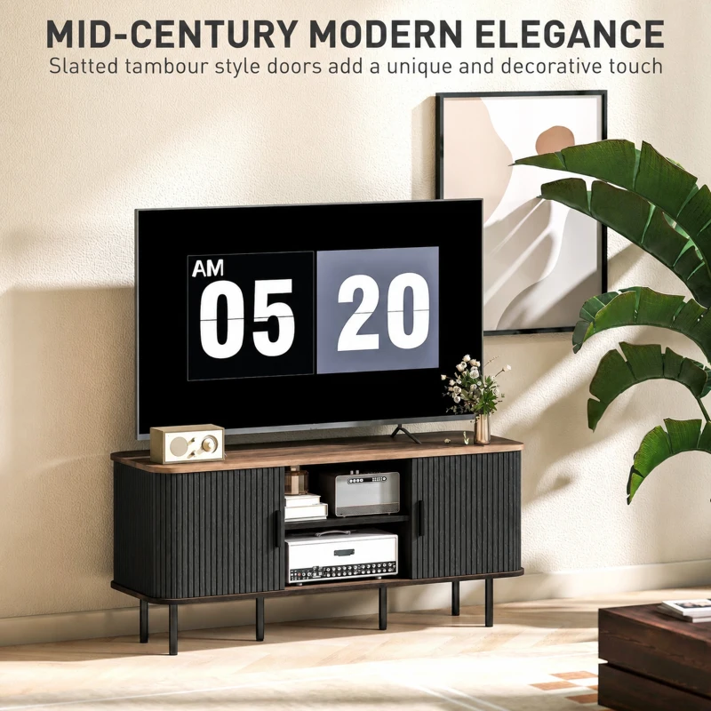 HOMCOM TV Stand Cabinet for TVs up to 55 Inches, TV Unit with Storage Shelves and Cabinets for Living Room, Black