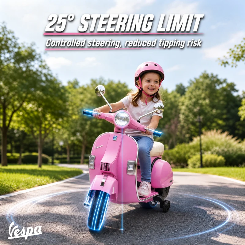 Qaba 12V Kid Motorcycle, Electric Motorbike with Training Wheels, Rear Suspension, Steering Limitation for 3-6 Years, Pink