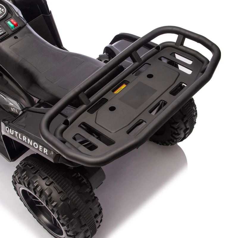 Qaba 12V Kids ATV, Electric Ride On Quad with Dual Motors, Soft Start, Battery Display, Music, Lights for 3-8 Years, Black