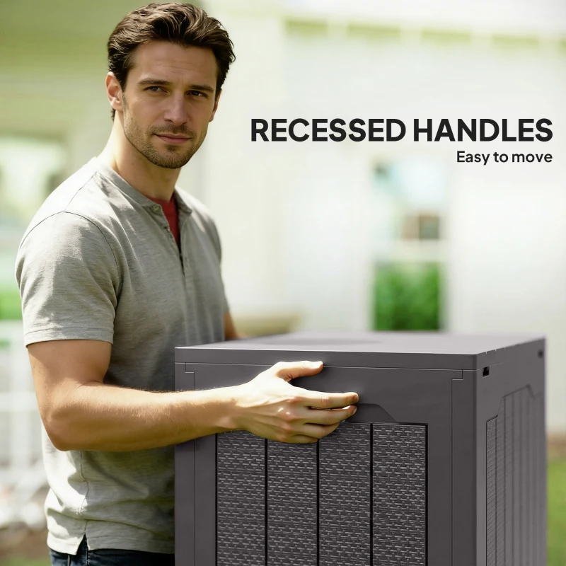 Outsunny 30 Gallon Deck Box, Resin Outdoor Storage Box with Handles, Waterproof and UV Resistant Storage Container