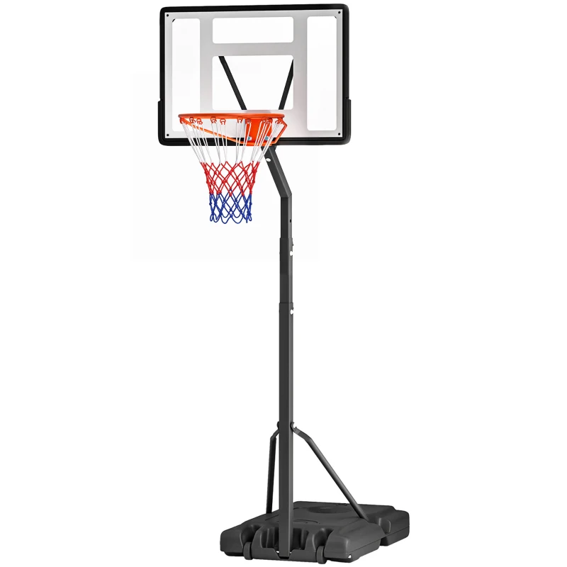 Soozier Portable Basketball Hoop System Stand with Backboard, Wheels, Height Adjustable 8FT-10FT for Outdoor Use, Black