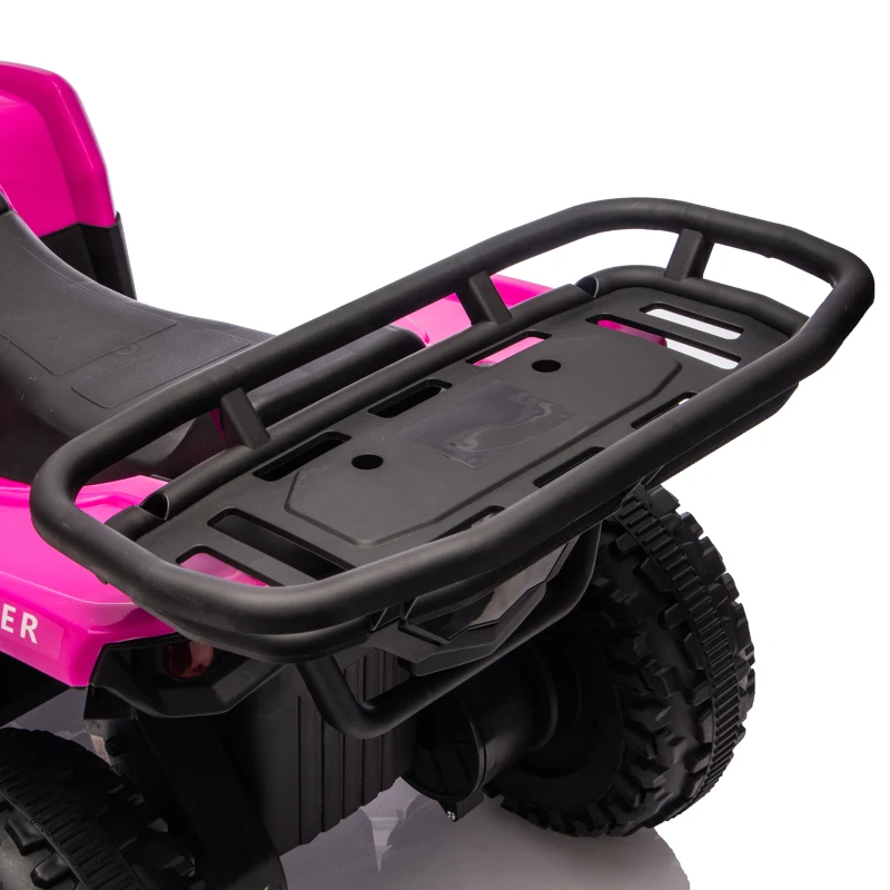 Qaba 12V Kids ATV, Electric Ride On Quad with Dual Motors, Soft Start, Battery Display, Music, Lights for 3-8 Years, Pink