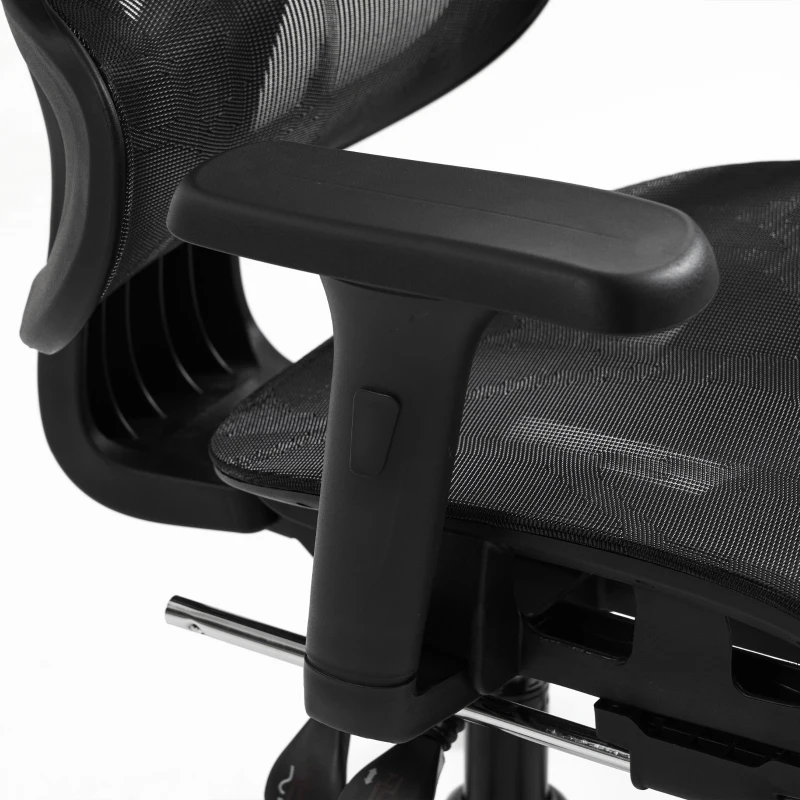 HOMCOM Ergonomic Office Chair with Lumbar Support, 2D Headrest, Mesh Reclining Desk Chair with Footrest, Swivel Wheels, Black