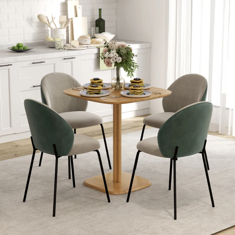 HOMCOM Dining Table for 4 People - Modern Kitchen Table with Wood-Effect Top, 27.6" x 27.6", Natural Wood